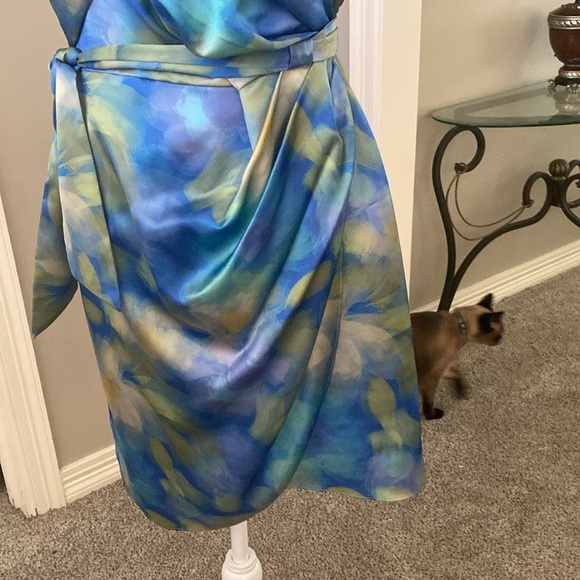 Badgley Mischka Blue and Green Halter Mini Cocktail Party Dress size 10 - Picture 6 of 13